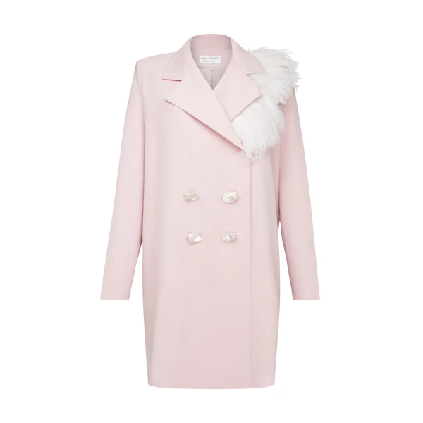 Pink Dress With Pearls And Feathers