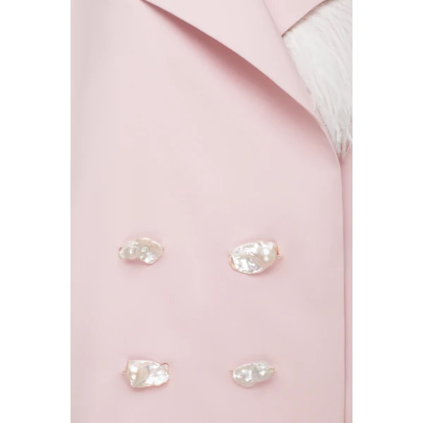 Pink Dress With Pearls And Feathers