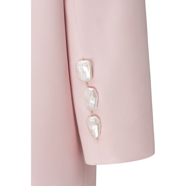 Pink Dress With Pearls And Feathers