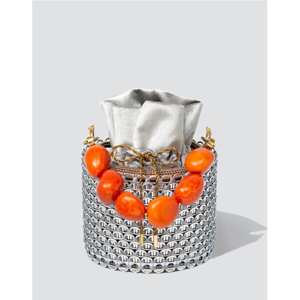Toque de Luna Celli orange and silver handbag, view 2