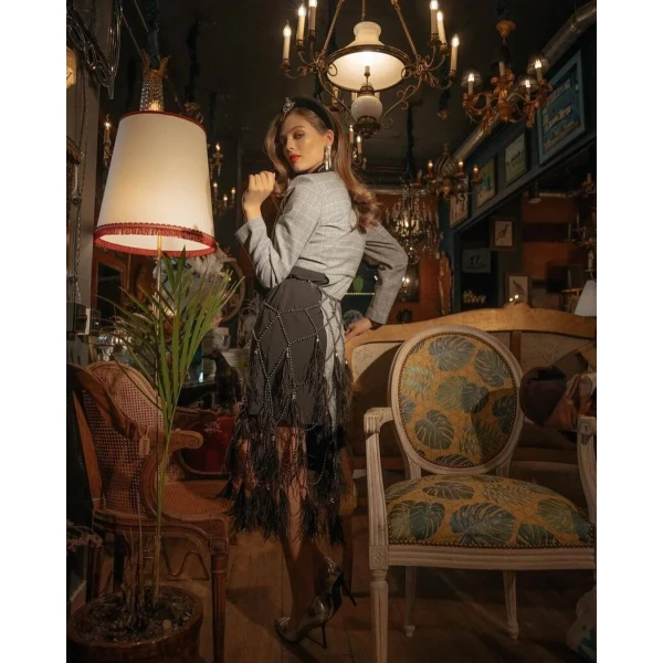women russian tuxedo dress