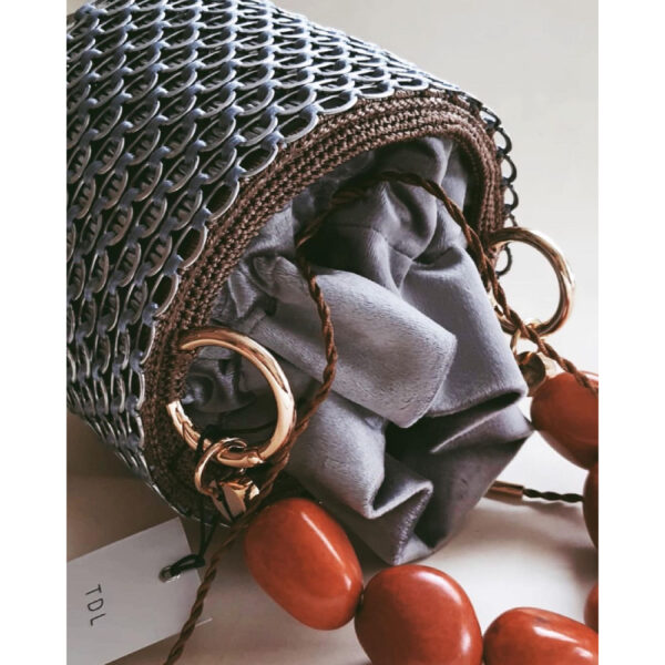 Toque de Luna Celli orange and silver handbag, view 6