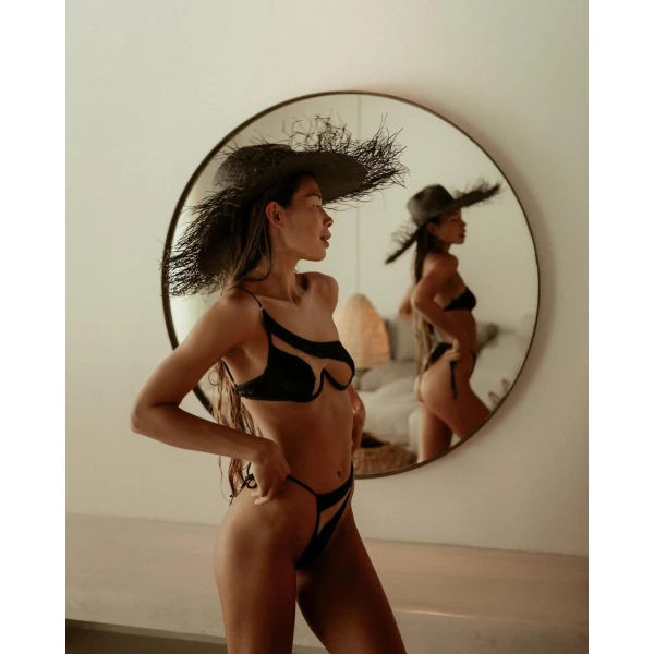 lina osorio black straw hat