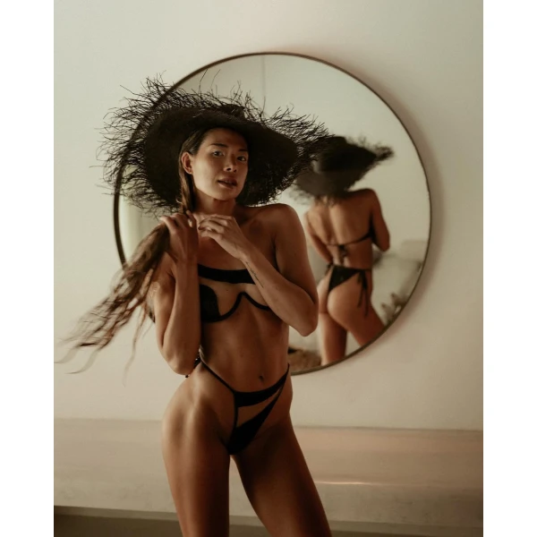 Designer Straw Hat lina osorio black straw hat