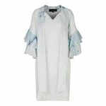 Blue bow neck marbled dress – size 10   Luxury Shoes 