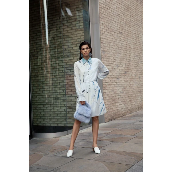 Hand marbled silk tunic white & grey dress Clothing dress Luxury Shoes 