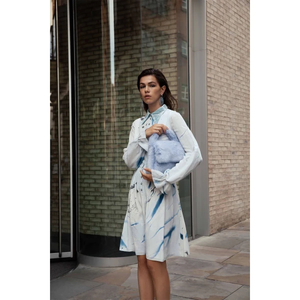 Hand marbled silk tunic white & grey dress Clothing dress Luxury Shoes 