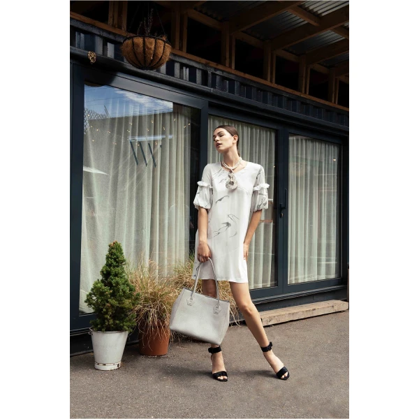 Hand marbled silk tunic white & grey dress Clothing dress Luxury Shoes 