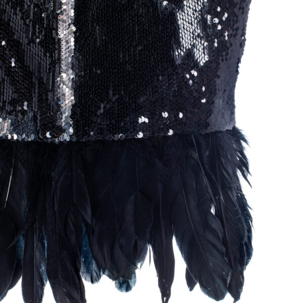Lani Studio Dress In Black And Silver Sequins With Removable Feathers, view 2