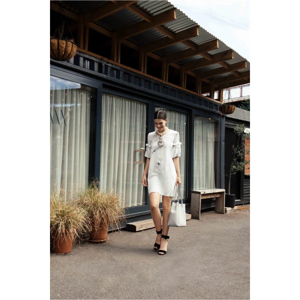 Hand marbled silk tunic white & grey dress Clothing dress Luxury Shoes 