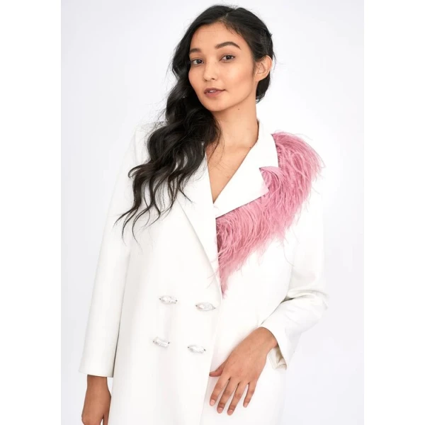 Tuxedo feather dress Baroque Pearl Ostrich Feather Dress Jacket Clothing Cocktail Party Luxury Shoes 