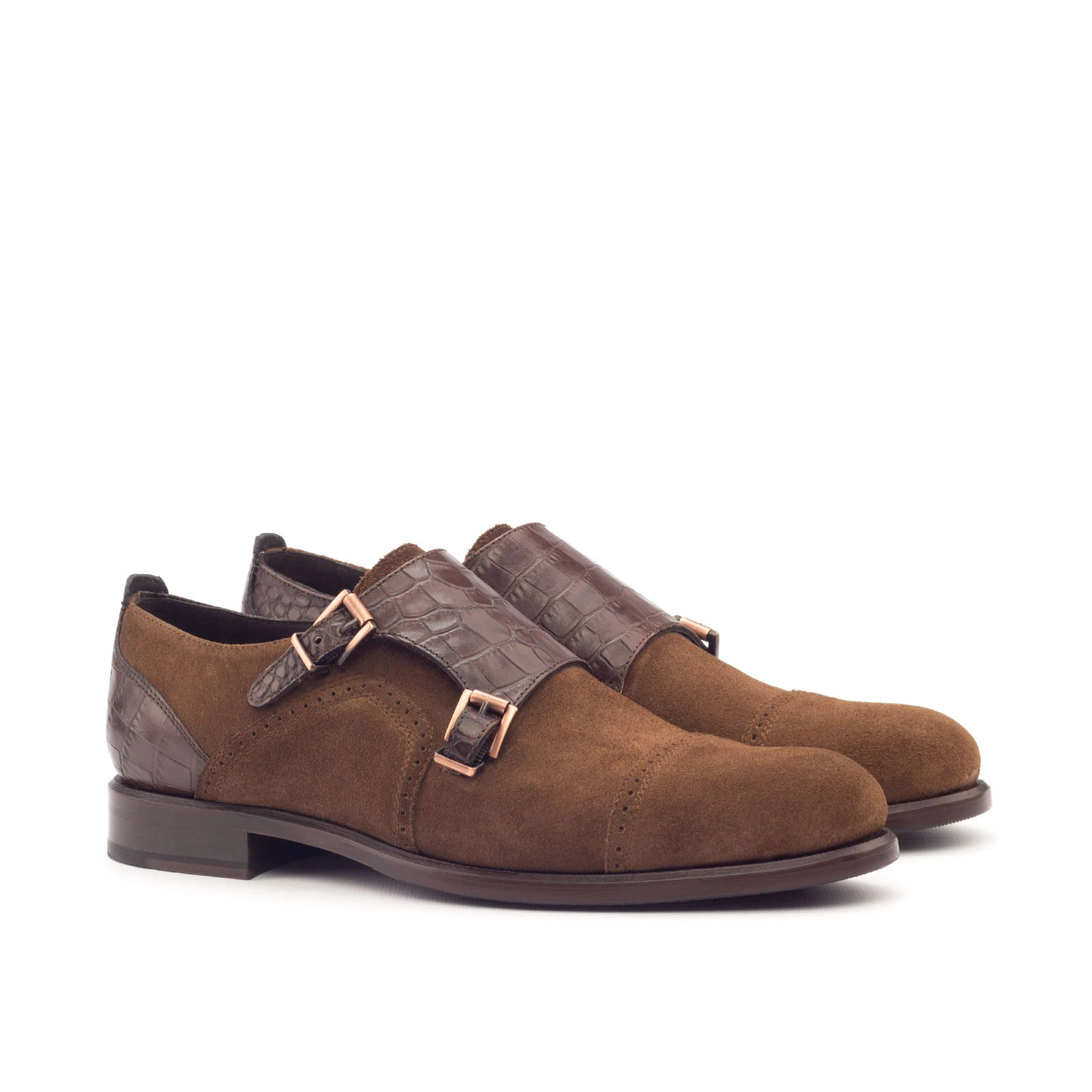 Brown double monk strap shoe Brown double monk strap shoe