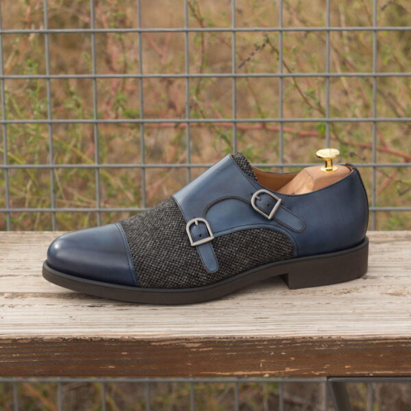  Luxury Handbags by you Blue and Gray Double Monk Shoe, view 4