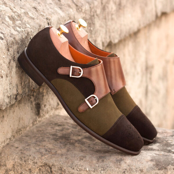  Luxury Handbags by you Suede Black Double Monk Shoe, view 4