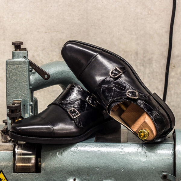  Luxury Handbags by you Black Double Monk Shoe, view 4