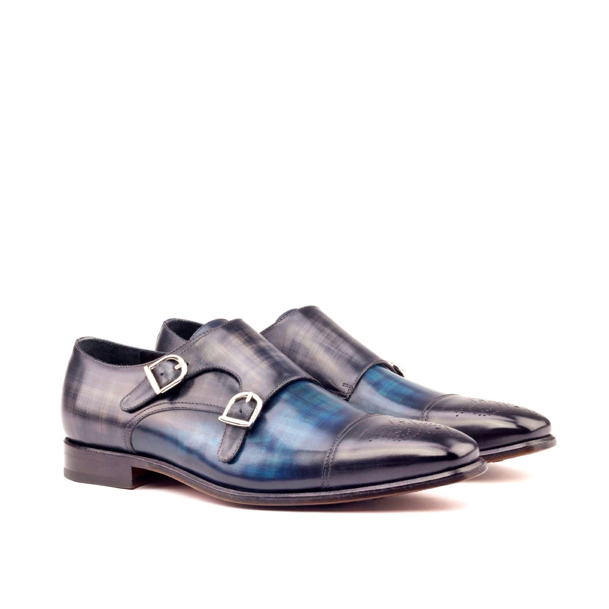 Blue Double Monk Shoe Blue Double Monk Shoe