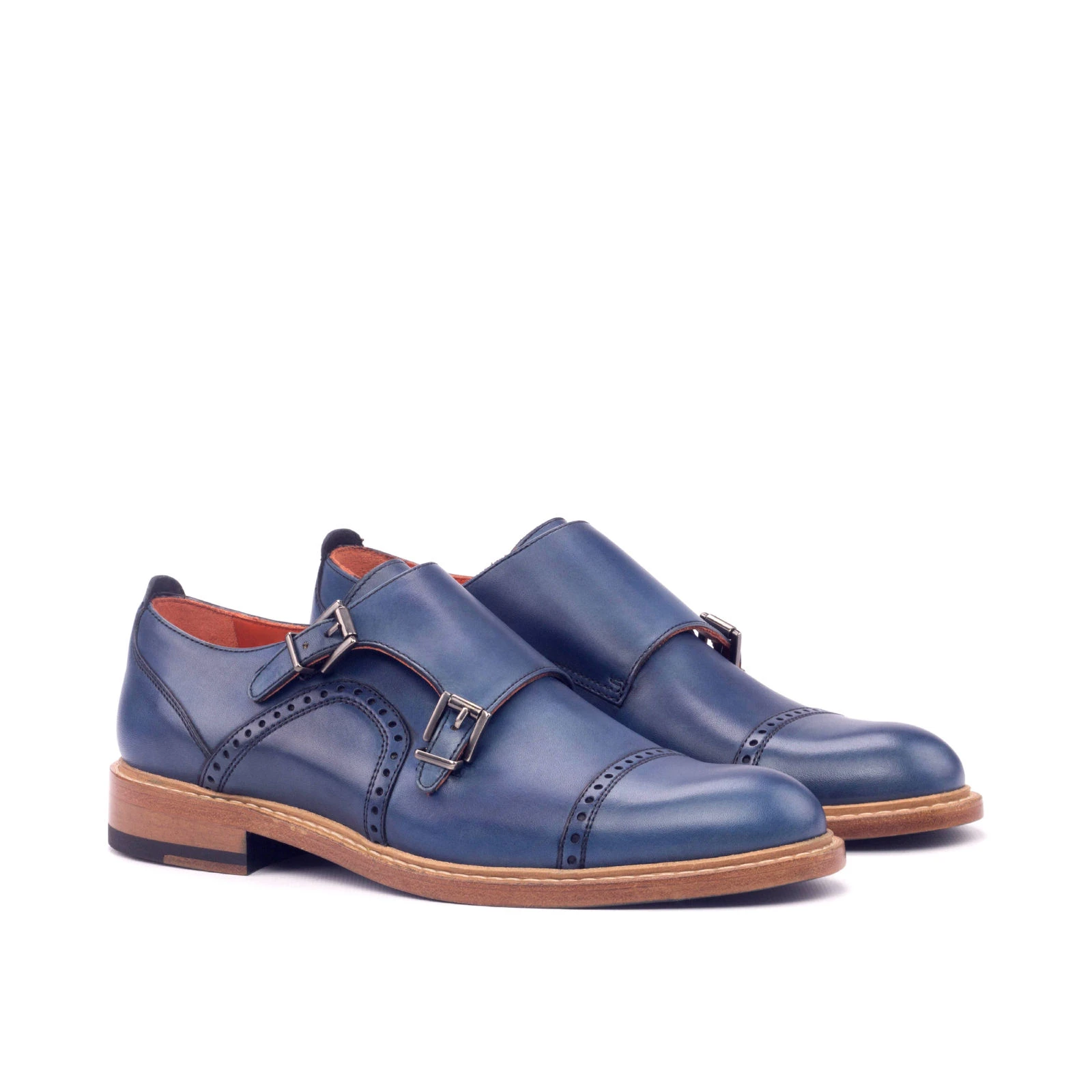 Blue ladies double monk strap shoes Blue ladies double monk strap shoes