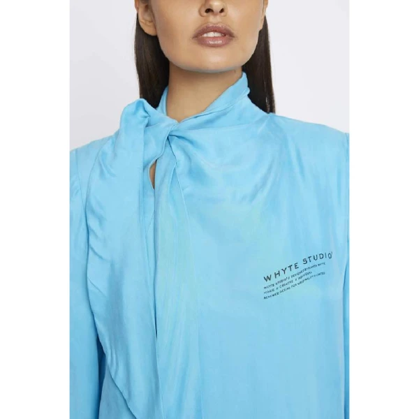 The Justify shift blue dress with neck tie   Luxury Shoes 