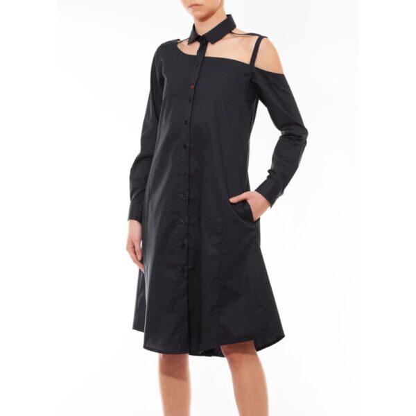 Talented One shoulder shirt dress black, view 2