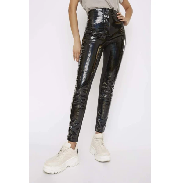 The turbulent holographic high waisted biker trouser – 6   Luxury Shoes 