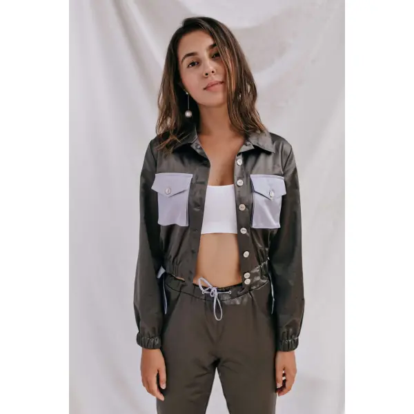 Ksenia Kams women’s leonardo khaki cotton shirt Cardigan casual shirt Luxury Shoes 