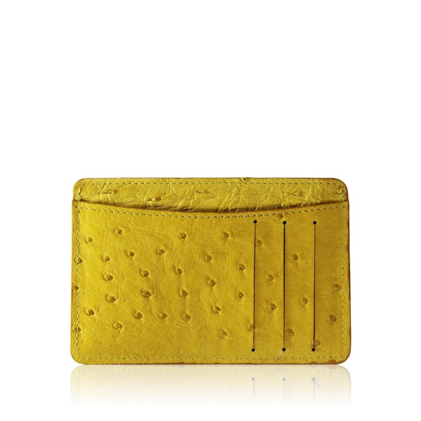 Ostrich Leather Mustard Cardholder Accessories Bangkok Bootery Luxury Shoes 