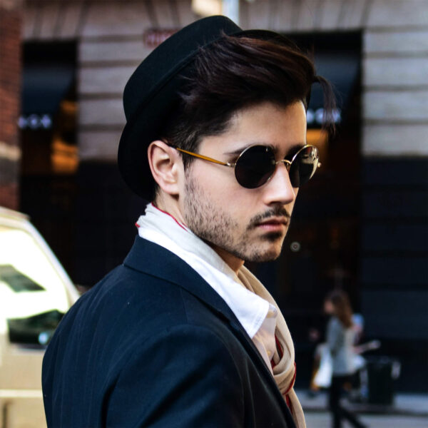 Neo-Ne Eyewear Neo-Ne men’s round black metal sunglasses, view 2