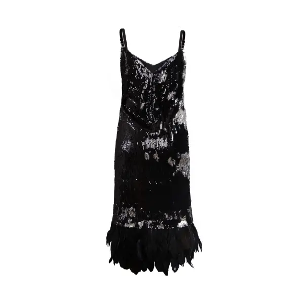 Sequin Black Dress With Feathers Clothing Cocktail Party Luxury Shoes 