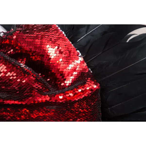 red sequin tuxedo dress Red And Feathers Sequin Tuxedo Dress Clothing Apple Bodyshape Luxury Shoes 