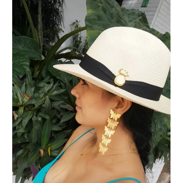 Flor Amazona women’s pineapple short wing straw Panama hat Accessories hair accessories Luxury Shoes 