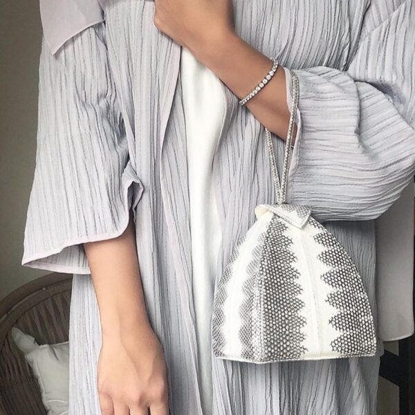 Bangkok Bootery Maria Sea Snake Leather White And Black Bag, view 2