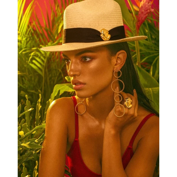 Flor Amazona women’s pineapple short wing straw Panama hat Accessories hair accessories Luxury Shoes 