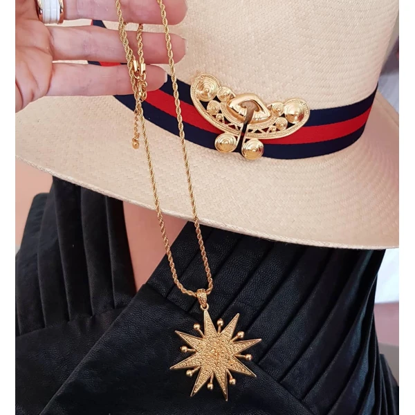Flor Amazona women’s diamantina gold necklace Jewelry gold plated Luxury Shoes 