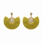 Mapuche 24 Karats Gold Plated Bronze With Mustard  Threads Earrings Accessories best seller Luxury Shoes 