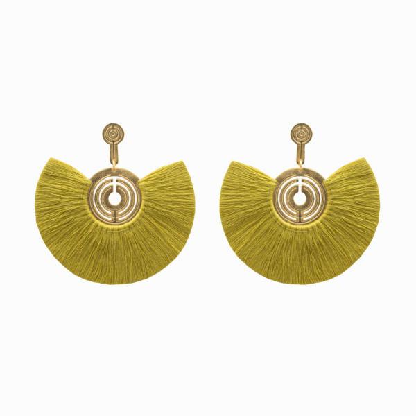 Mapuche 24 Karats Gold Plated Bronze With Mustard  Threads Earrings Accessories best seller Luxury Shoes 