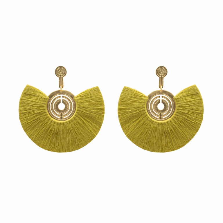 Mapuche 24 Karats Gold Plated Bronze With Mustard  Threads Earrings Accessories best seller Luxury Shoes 