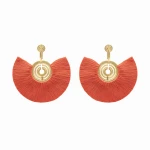 Mapuche 24 Karats Gold Plated Bronze With Vermilion  Threads Earrings Accessories best seller Luxury Shoes 