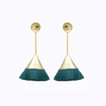 Bohio 24 Karats Gold Plated Bronze With Emerald  Threads Earrings Earrings best seller Luxury Shoes 