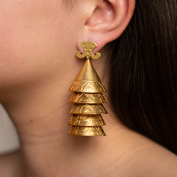 Vattea Zytas 24 Karats Gold Plated Bronze Earrings, view 2