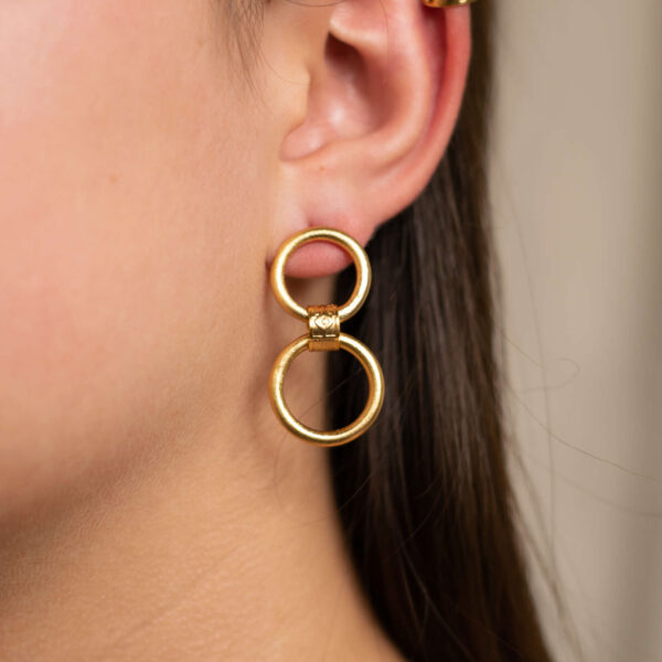 Vattea Tali 24 Karats Gold Plated Bronze Earrings, view 2