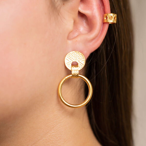 Vattea Nikah 24 Karats Gold Plated Bronze Earrings, view 2