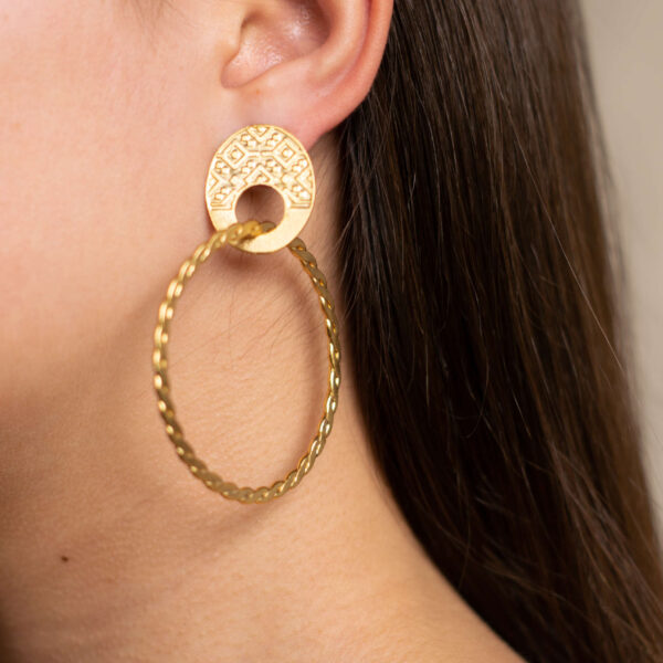 Vattea Milue 24 Karats Gold Plated Bronze Earrings, view 2