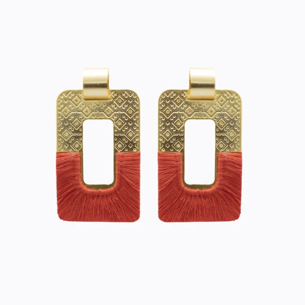 Tautan 24 Karats Gold Plated Bronze With Vermilion Threads Earrings Accessories best seller Luxury Shoes 
