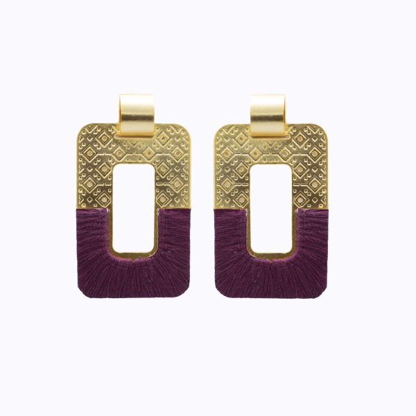 Tautan 24 Karats Gold Plated Bronze With Wine Red  Threads Earrings Earrings best seller Luxury Shoes 