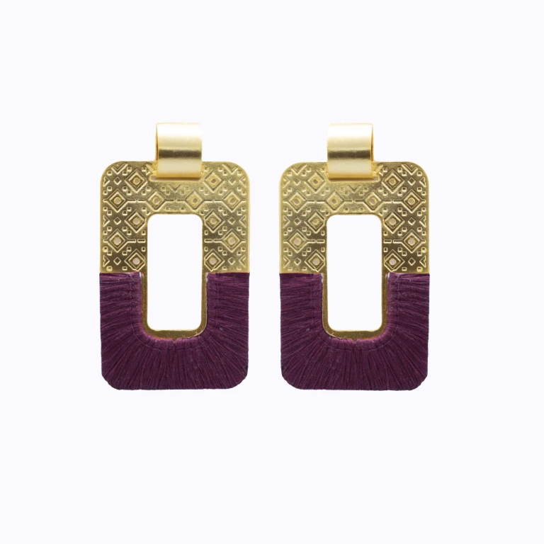 Tautan 24 Karats Gold Plated Bronze With Wine Red  Threads Earrings Earrings best seller Luxury Shoes 