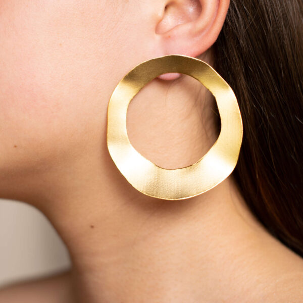 Vattea Jelek 24 Karats Gold Plated Bronze Earrings, view 2