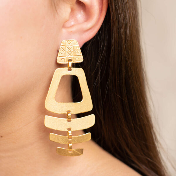 Vattea Ikan 24 Karats Gold Plated Bronze Earrings, view 2
