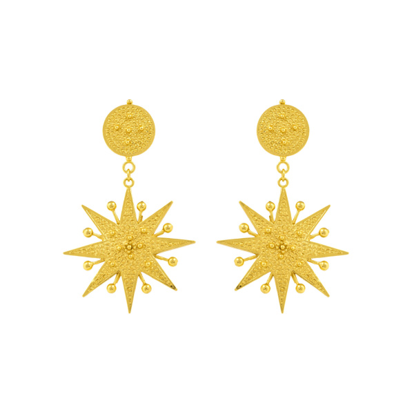 Flor Amazona women’s diamantina gold earrings Jewelry  Luxury Shoes 