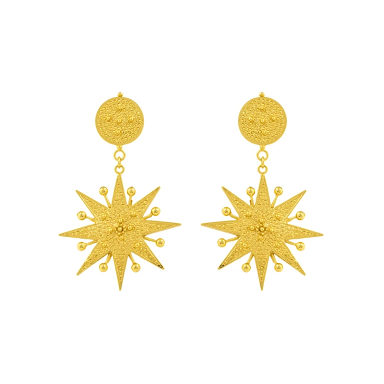 Flor Amazona women’s diamantina gold earrings Jewelry  Luxury Shoes 