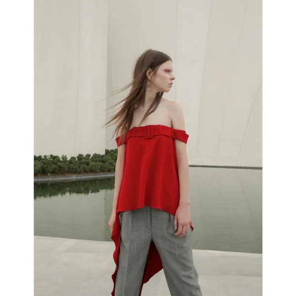 Alejandra de coss women´s  asymmetric red top Clothing classic color Luxury Shoes 